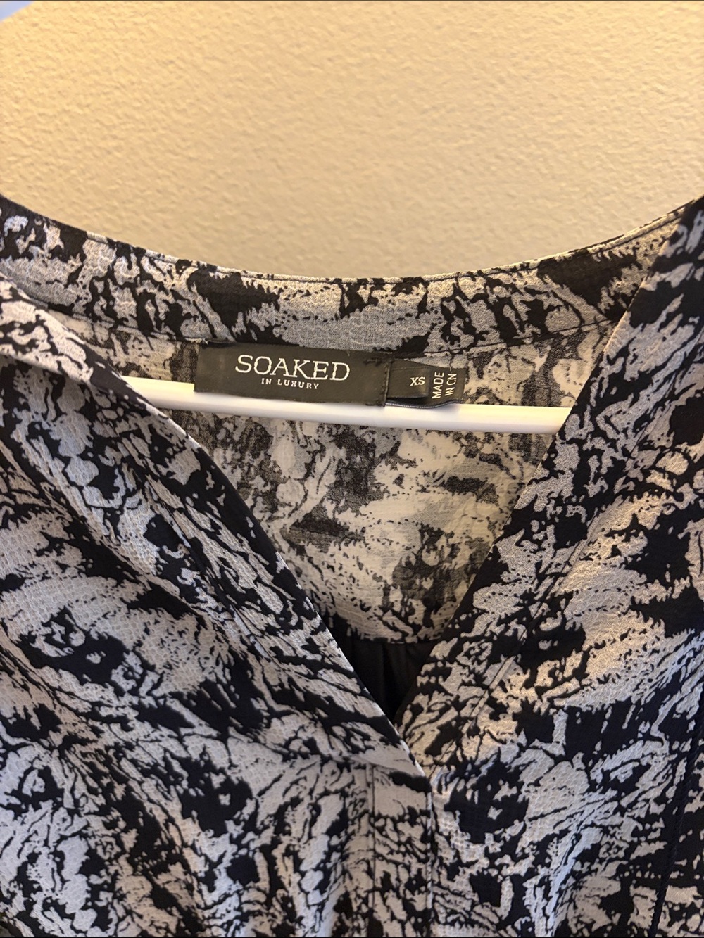 Soaked in Luxury Black & White Midi Dress with Abstract Print